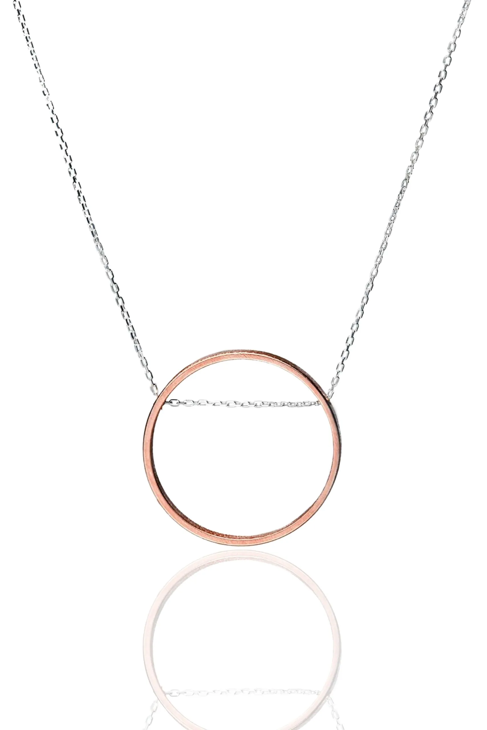 Handmade Jewellery | Circular geometric silver and bronze necklace main