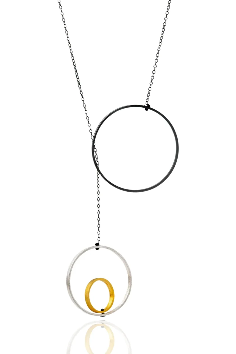 Handmade Jewellery | Minimal geometric silver bronze necklace main