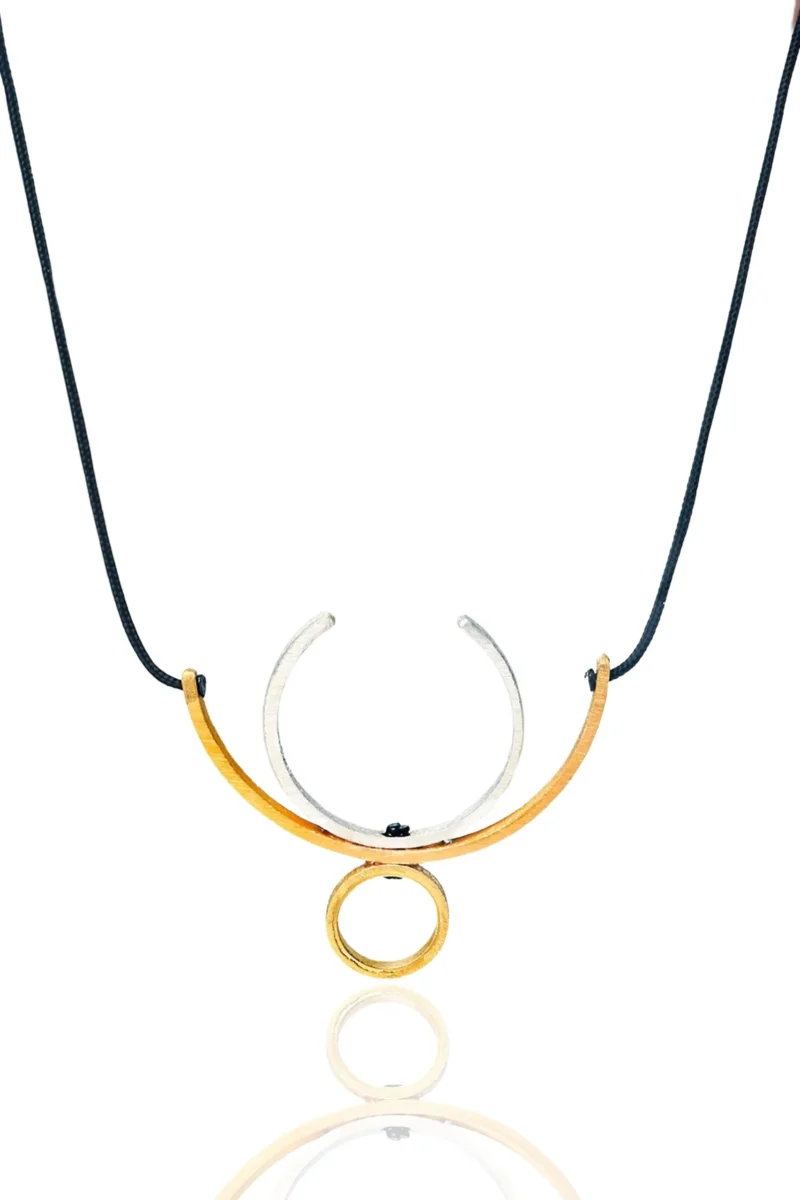 Handmade Jewellery | Minimal geometric multi plated bronze necklace main