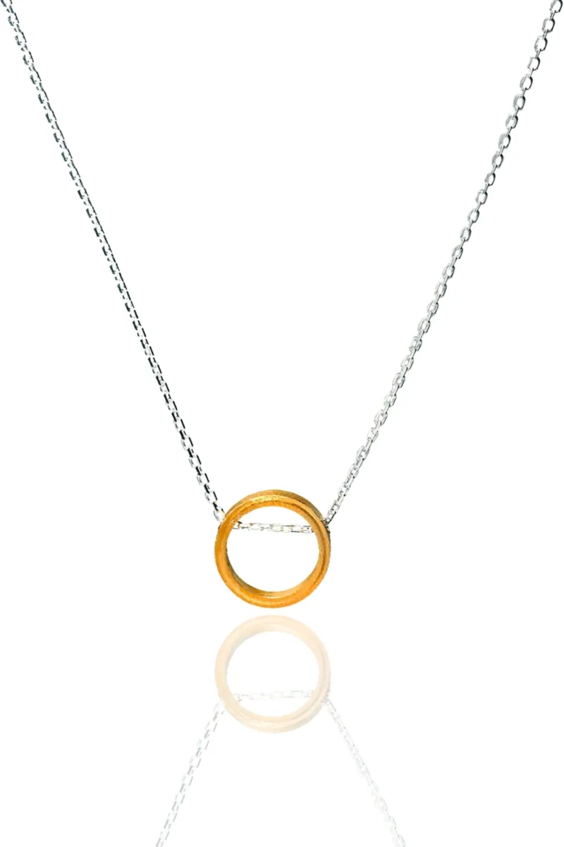 Handmade Jewellery | Minimal round multi plated silver and bronze necklace main