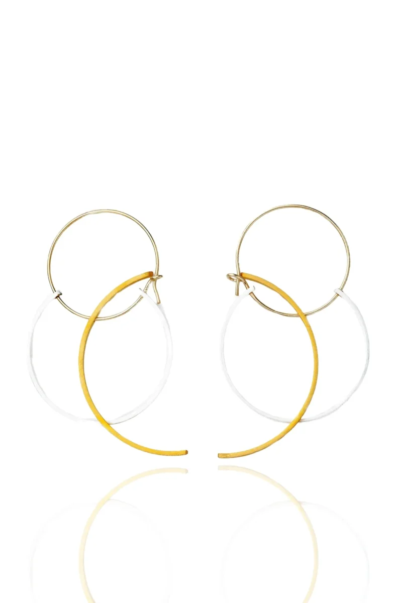 Handmade Jewellery | Minimal geometric handmade bronze silver hoops main