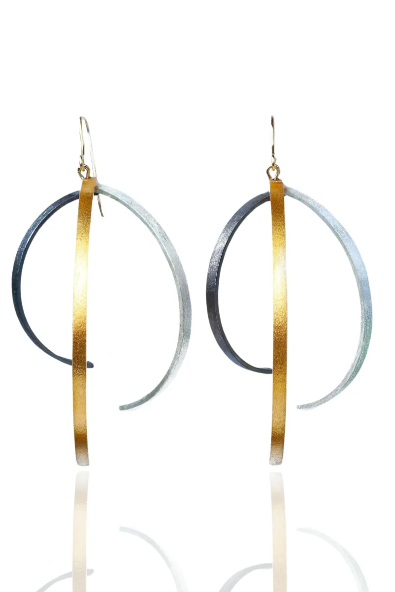 Handmade Jewellery | Minimal multi plated bronze earrings main