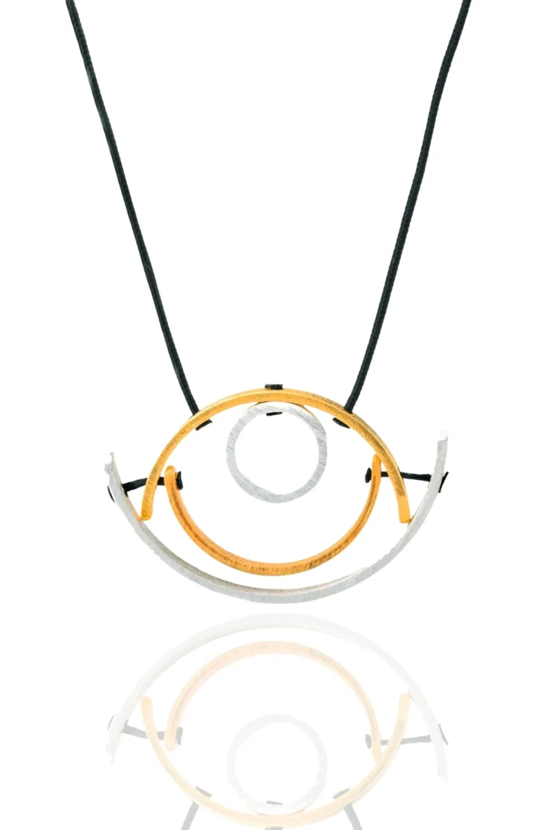 Handmade Jewellery | Eye geometric multi plated bronze neckla32 main