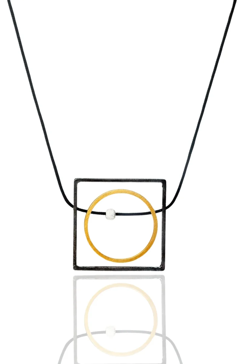 Handmade Jewellery | Minimal geometric multi plated bronze necklace main