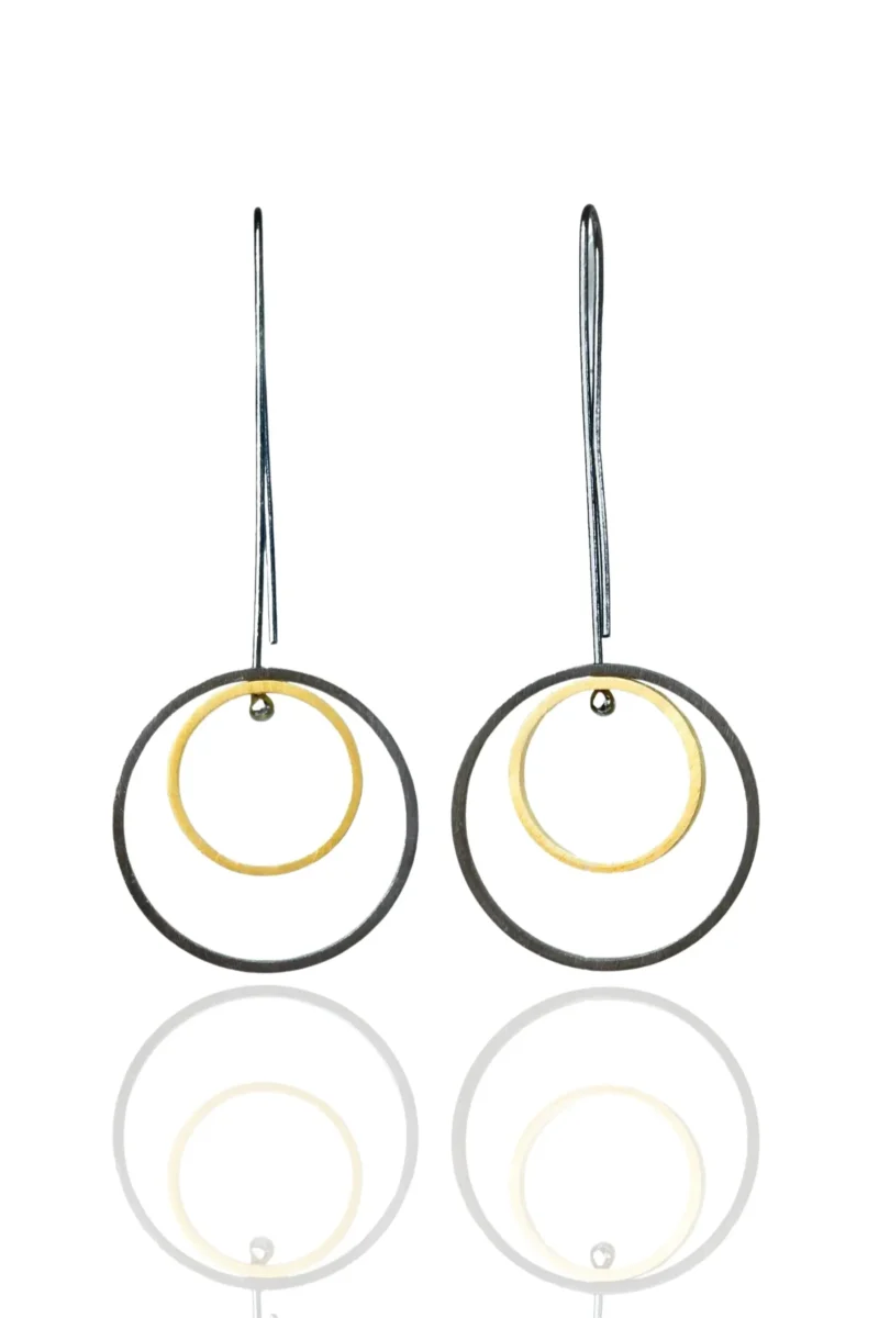 Handmade Jewellery | Minimal geometric multi plated bronze earrings main