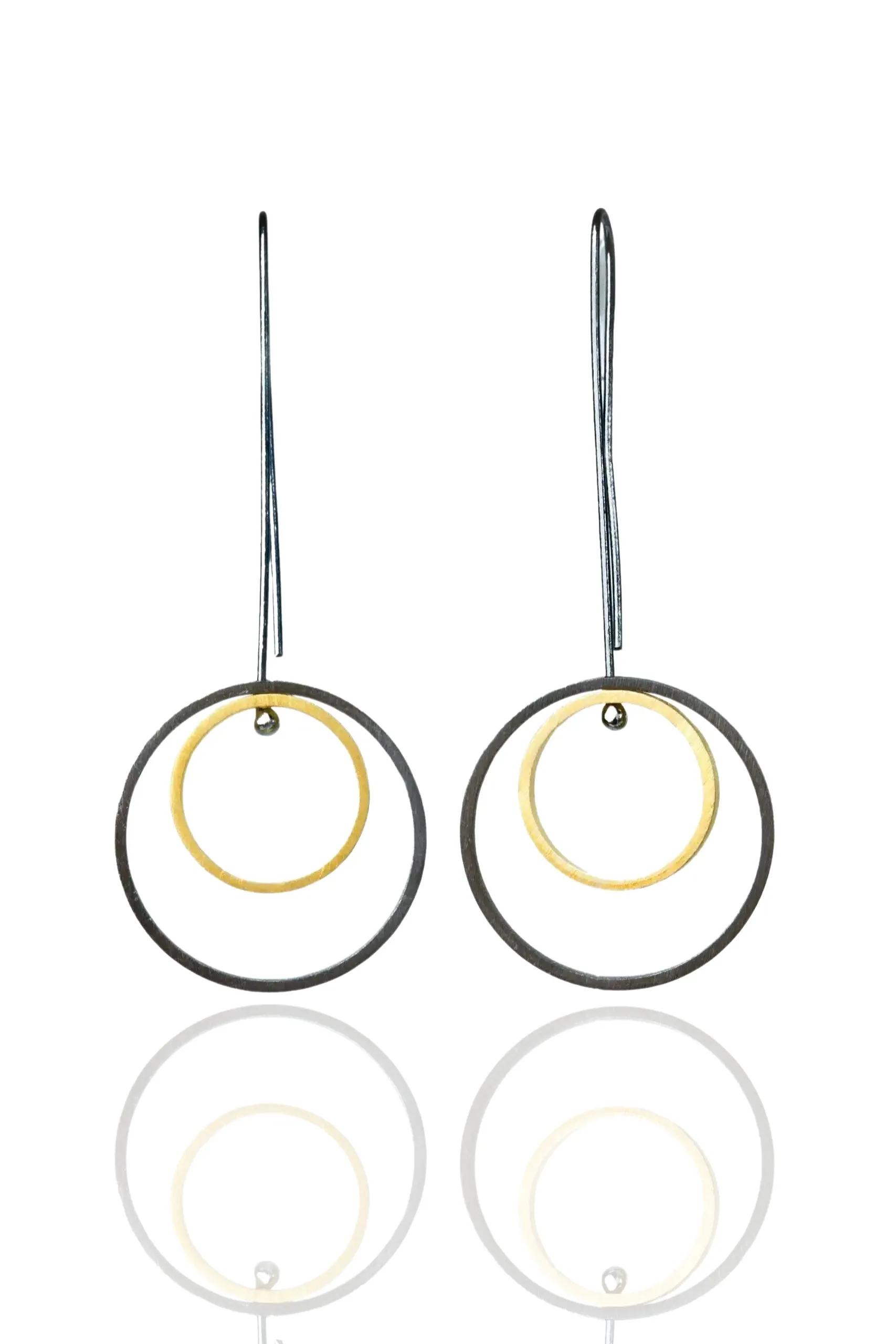 Handmade Jewellery | Minimal geometric multi plated bronze earrings main