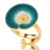 Handmade Jewellery | Blue flower handmade gold plated silver ring main