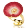 Handmade Jewellery | Red flower handmade gold plated silver ring main