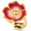 Handmade Jewellery | Red flower handmade gold plated silver ring main