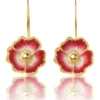 Handmade Jewellery | Red flowers handmade gold plated silver earrings main