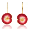 Handmade Jewellery | Red flowers handmade silver earrings main