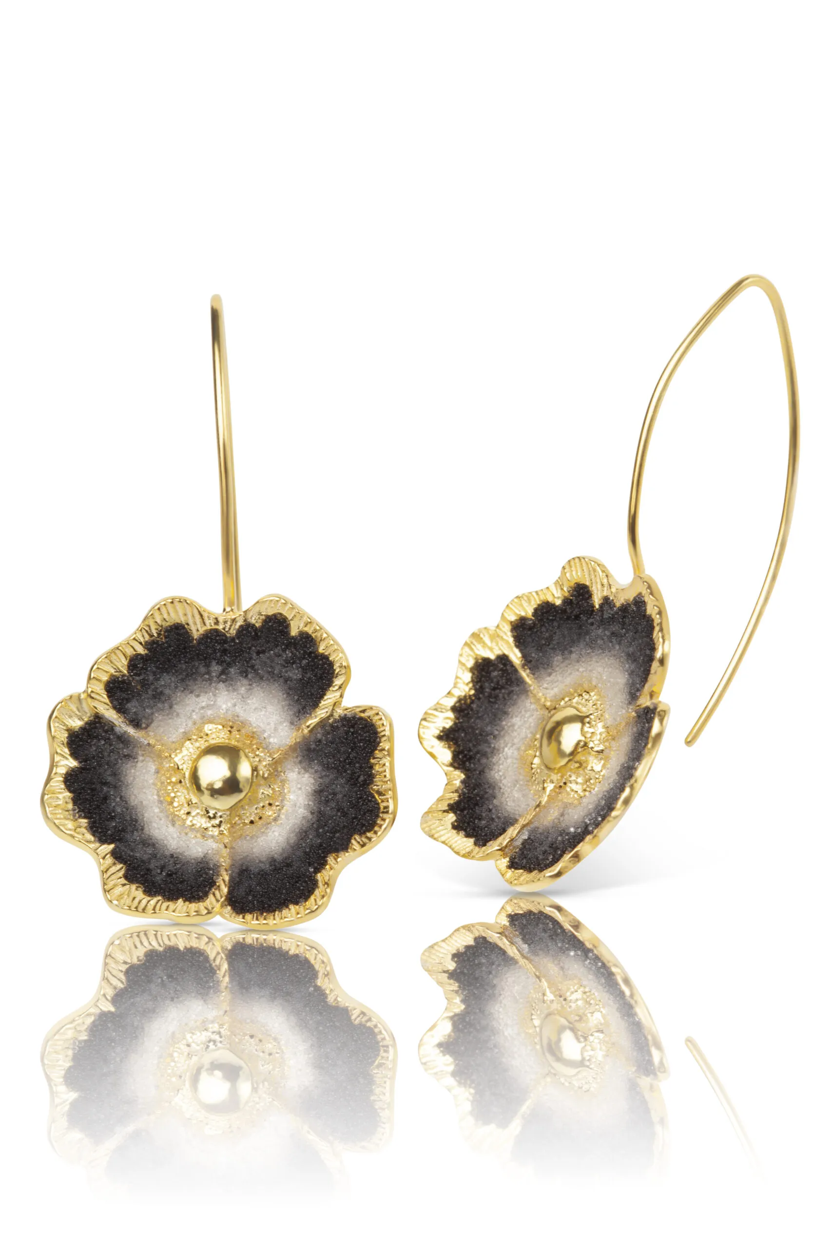 Handmade Jewellery | Flowers handmade gold plated silver earrings gallery 2