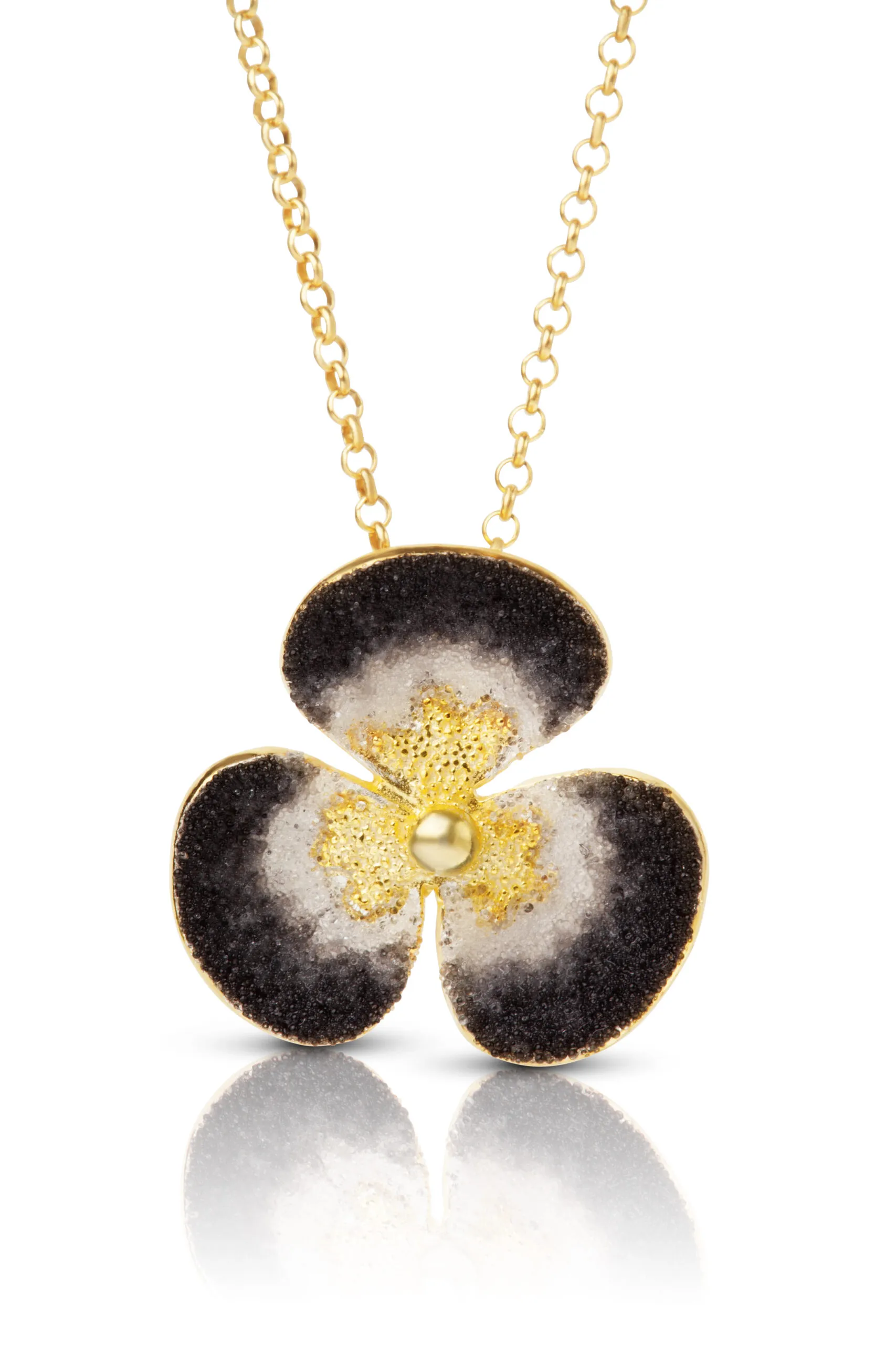 Handmade Jewellery | Flower handmade gold plated nano crystal silver necklace main