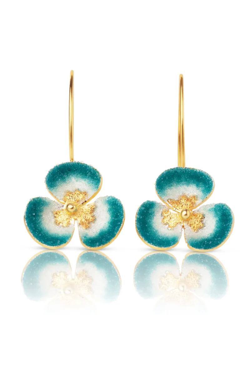 Handmade Jewellery | Flower blue handmade silver nano crystal earrings main