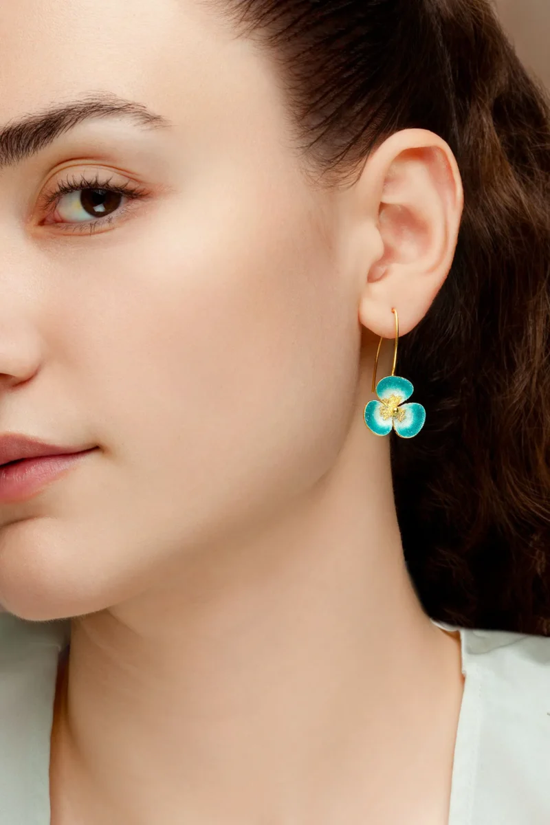 Handmade Jewellery | Flower blue handmade silver nano crystal earrings gallery 1