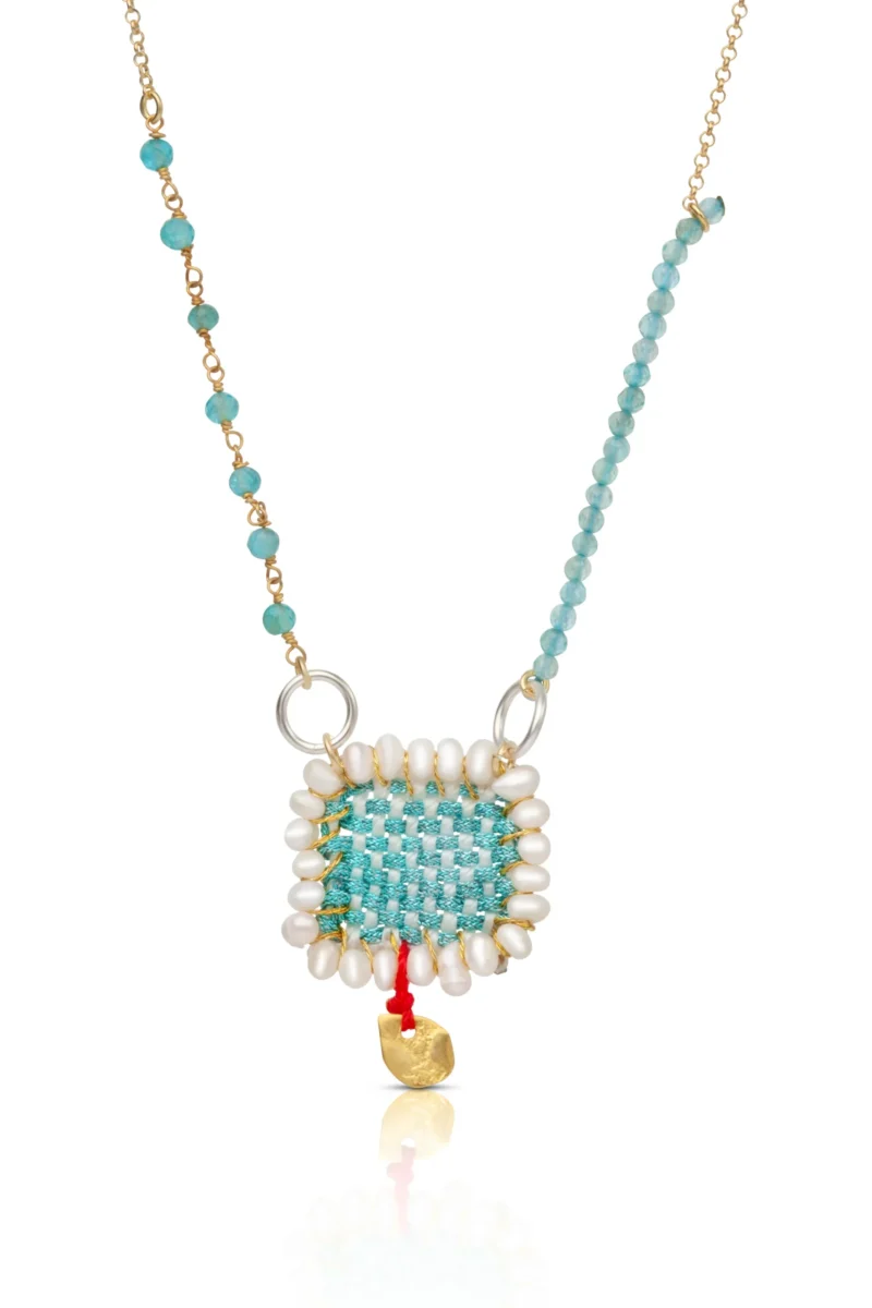 Handmade Jewellery | Woven and silver necklace with pearls main