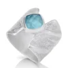 Handmade Jewellery | Aqua marine textured silver ring main