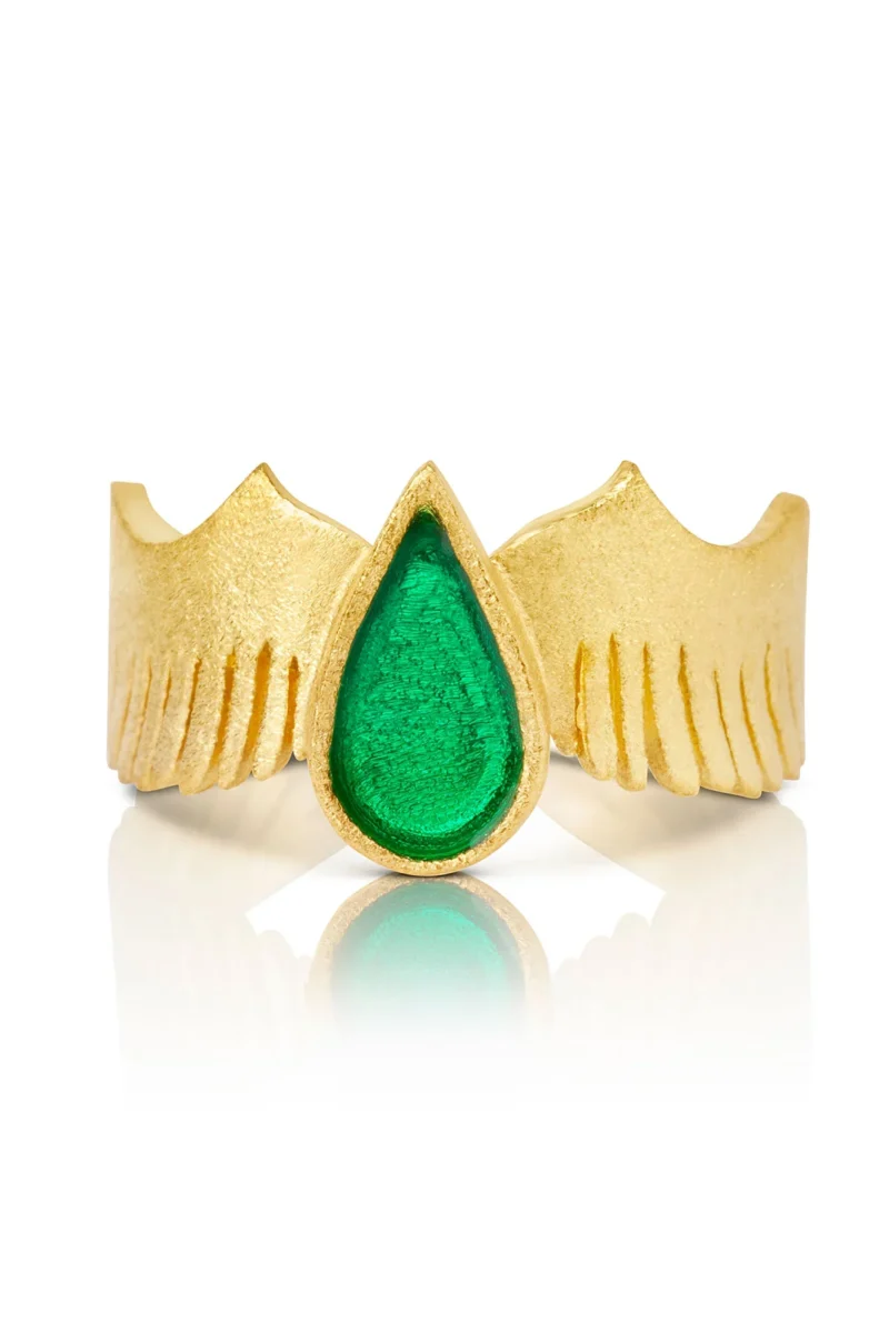 Handmade Jewellery | Handmade wings ring and green enamel gallery 3
