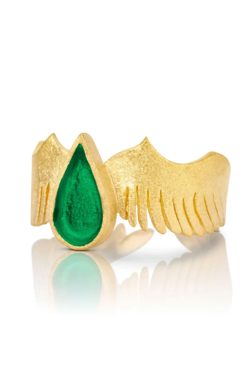 Handmade Jewellery | Handmade wings ring and green enamel gallery 2