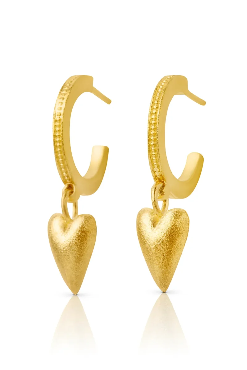 Handmade Jewellery | Handmade heart gold plated silver hoops gallery 1