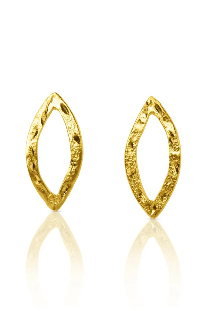 Leaf minimal gold plated silver stud earrings
