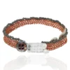 Handmade Jewellery | Silver and woven brown bracelet adorned with pyrite main
