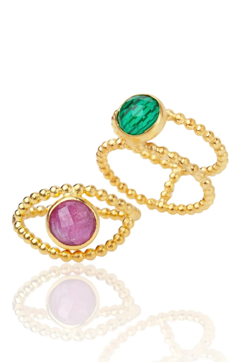 Handmade Jewellery | Malachite handmade geometric gold plated silver ring gallery 3