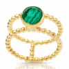 Handmade Jewellery | Malachite handmade geometric gold plated silver ring main