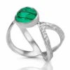 Handmade Jewellery | Leaves handmade silver ring with malachite main