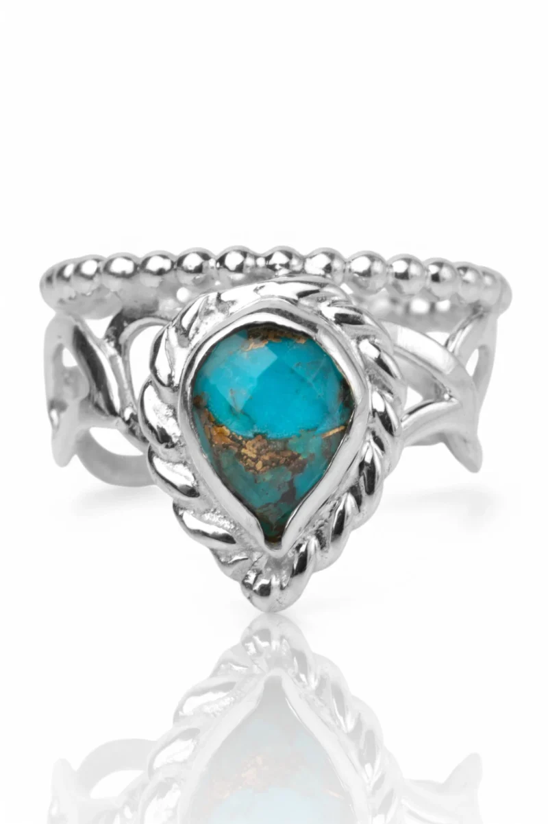 Handmade Jewellery | Paisleys handmade silver ring with Chrysocolla main