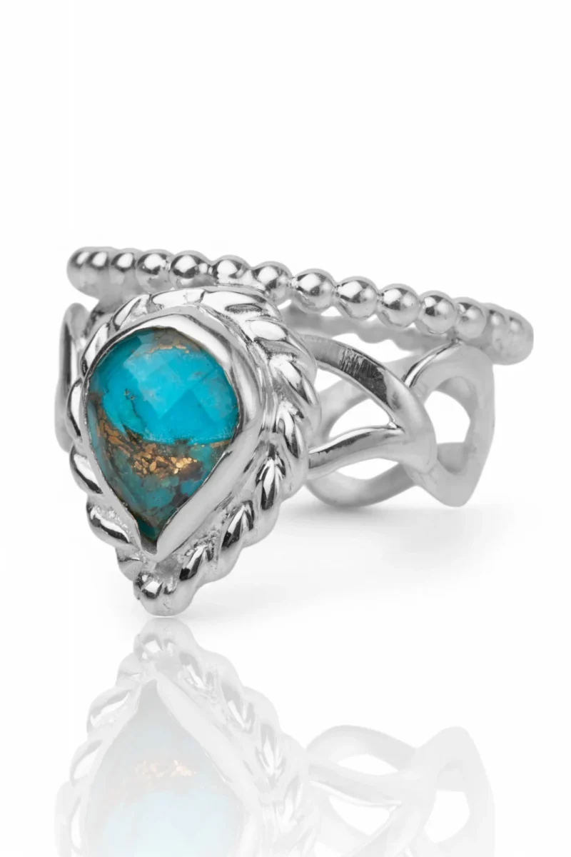 Handmade Jewellery | Paisleys handmade silver ring with Chrysocolla gallery 1