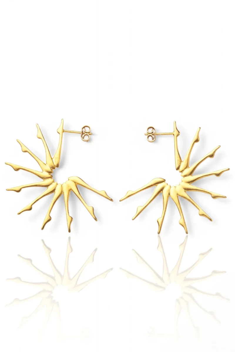 Handmade Jewellery | Sculptural handmade gold plated silver hoops main