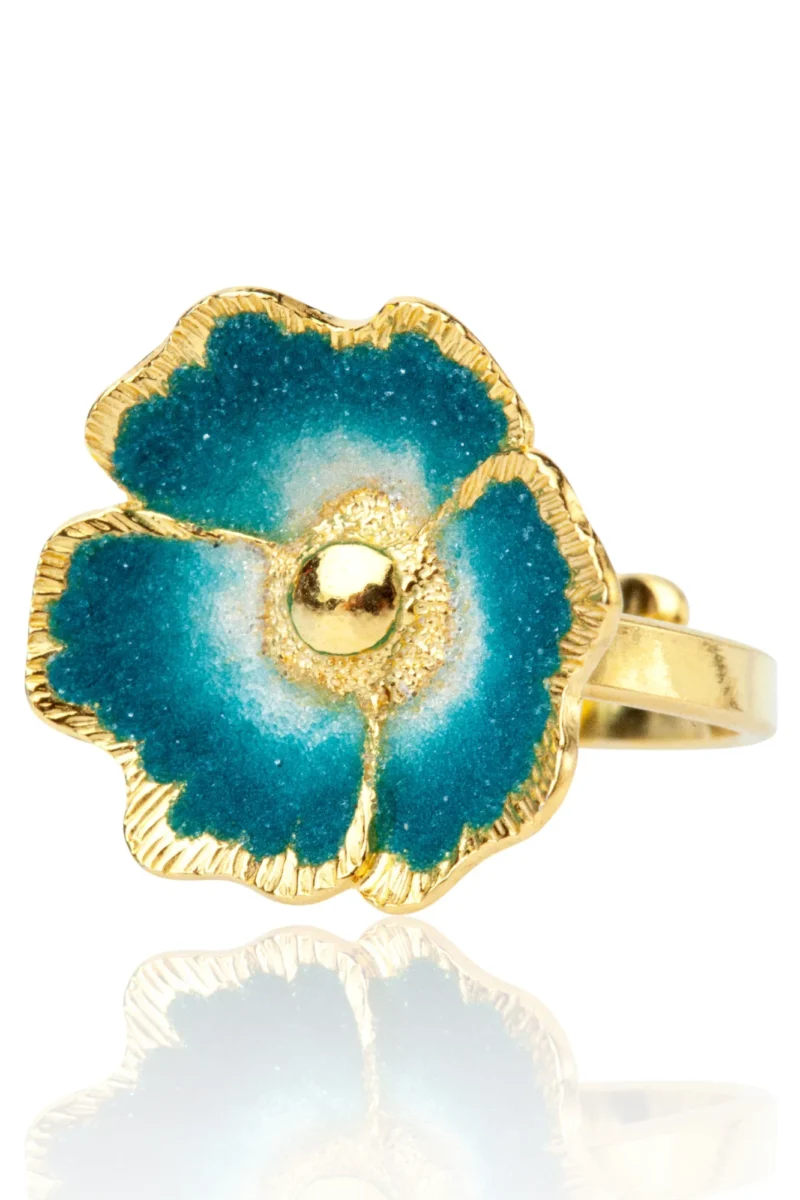 Handmade Jewellery | Blue flower handmade silver ring gallery 2