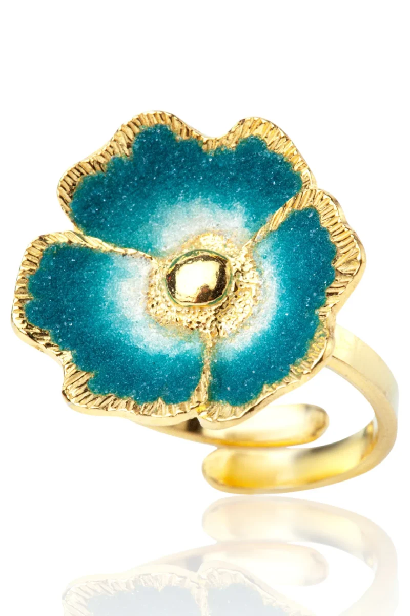 Handmade Jewellery | Blue flower handmade silver ring main
