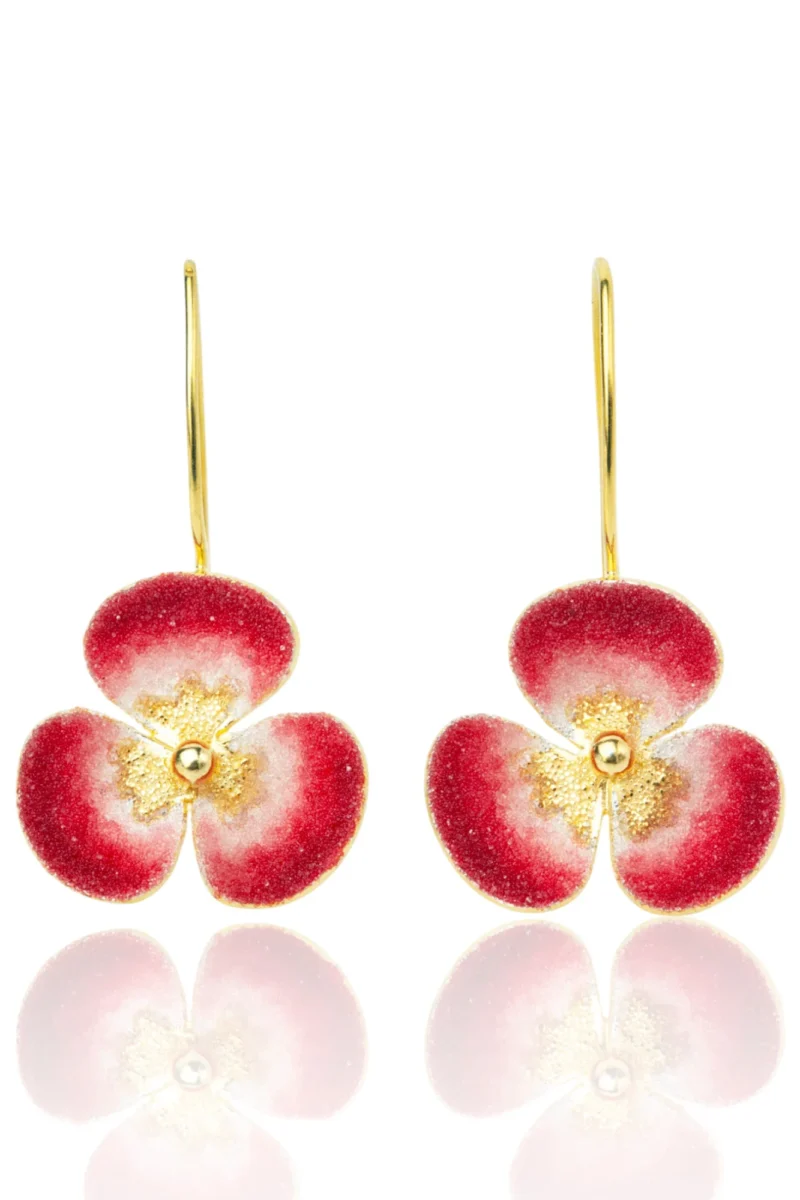 Handmade Jewellery | Red flower handmade earrings main