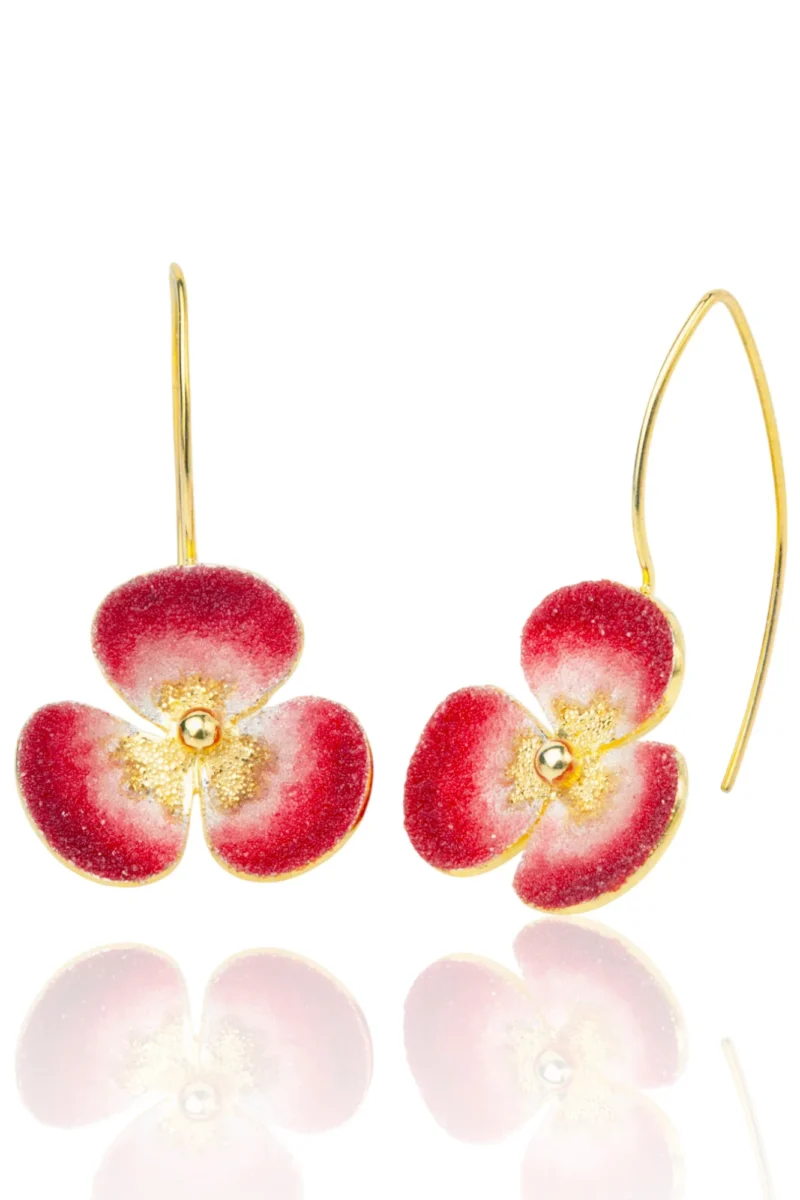 Handmade Jewellery | Red flower handmade earrings gallery 1