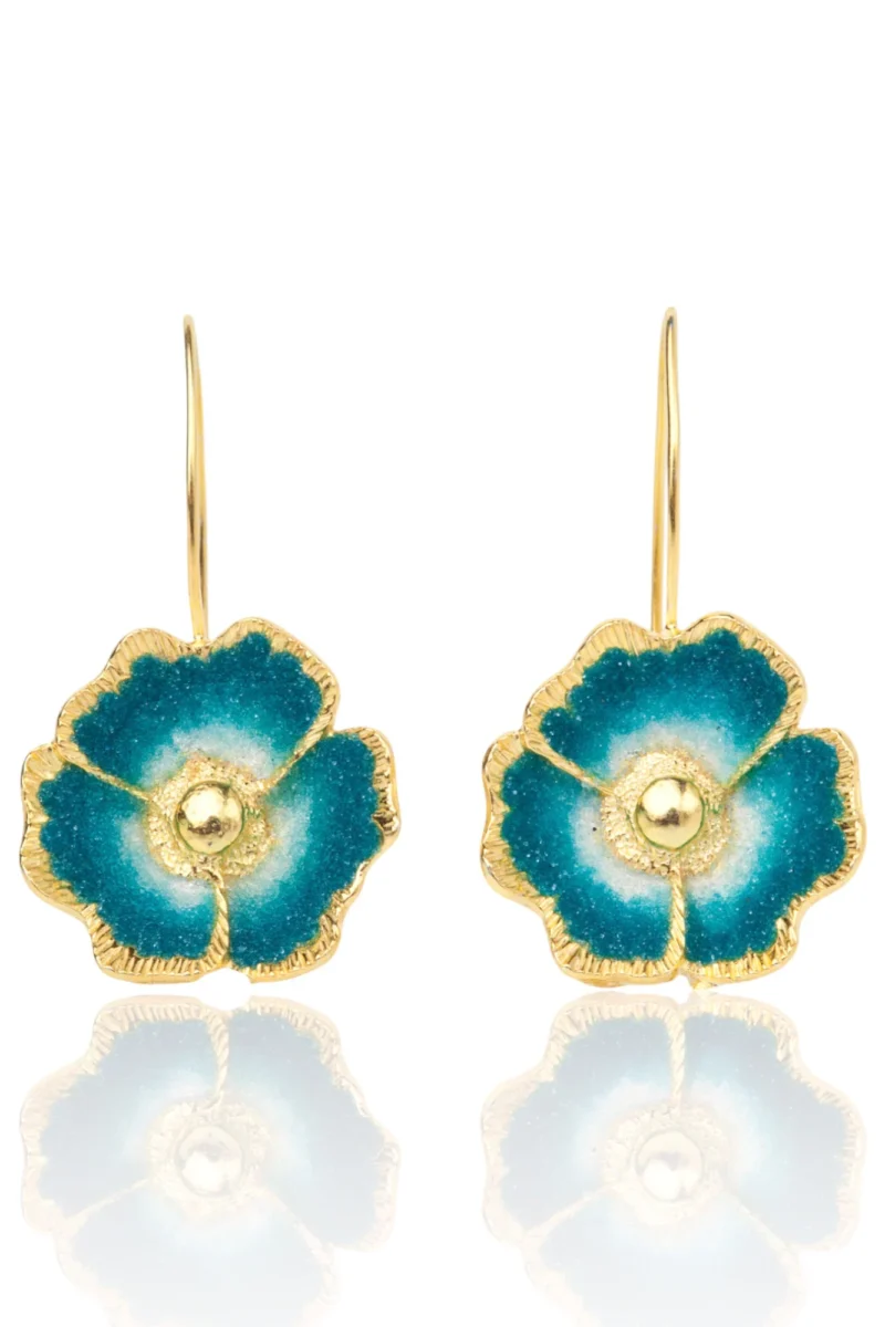 Handmade Jewellery | Blue flowers silver earrings nano crystals main
