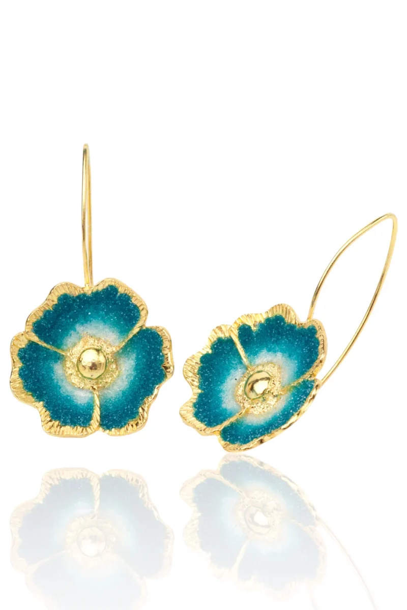 Handmade Jewellery | Blue flowers silver earrings nano crystals gallery 1