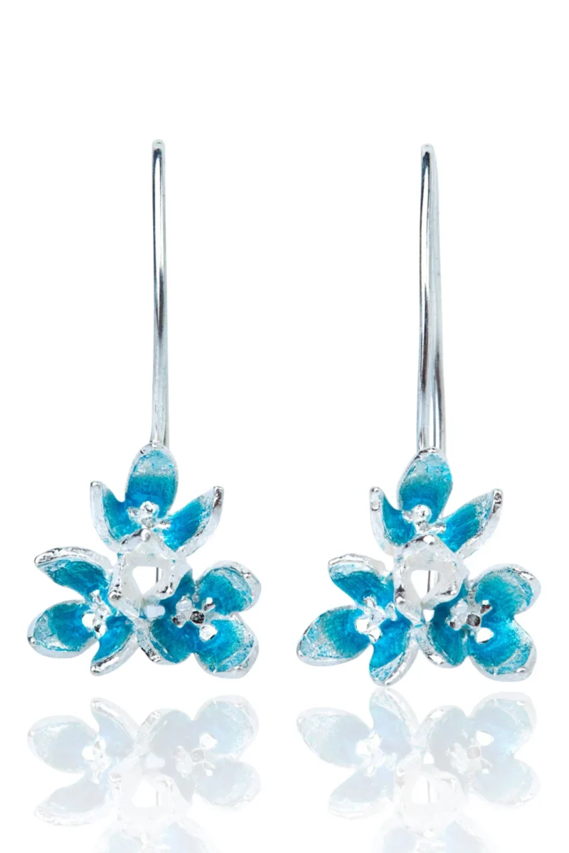 Handmade Jewellery | Little blue flowers handmade silver earrings main