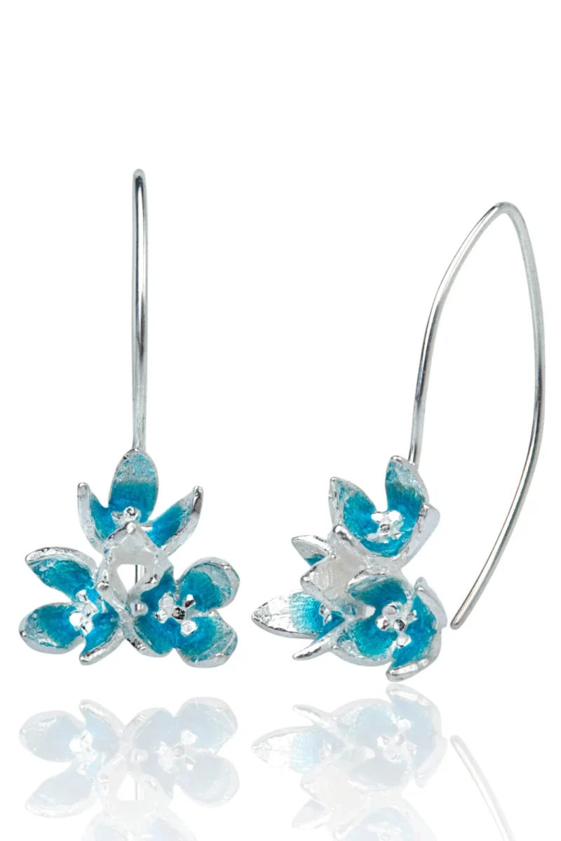 Handmade Jewellery | Little blue flowers handmade silver earrings gallery 1