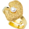 Handmade Jewellery | Textured sculptural silver ring with a pearl main