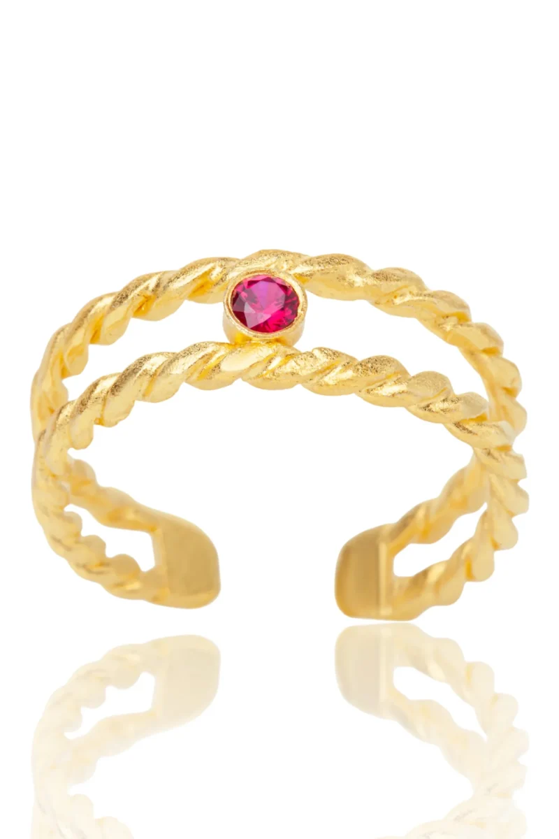 Handmade Jewellery | Handmade silver ring with a fuchsia zircon gallery 1