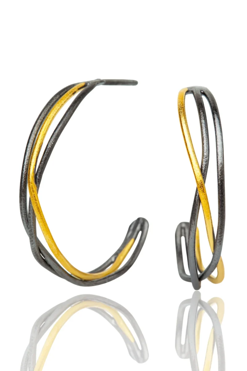 Handmade Jewellery | Wavy handmade silver hoops main