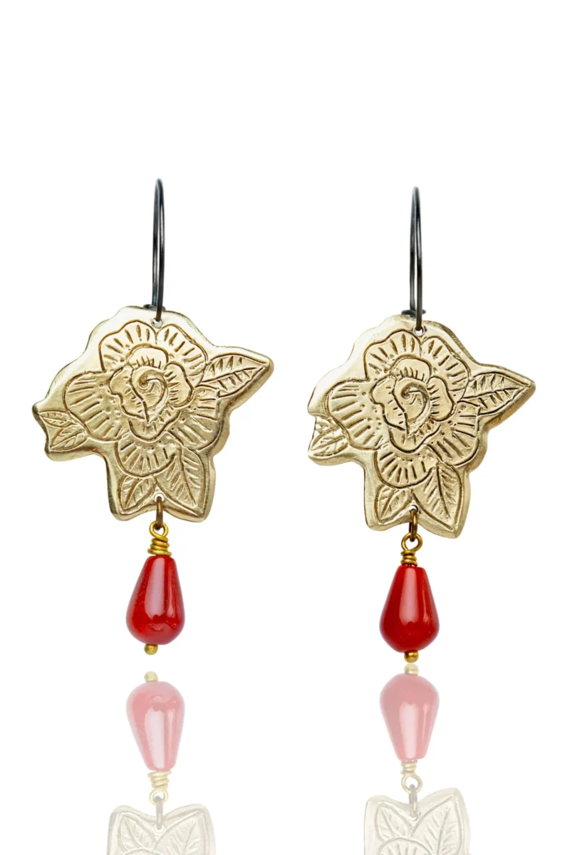 Handmade Jewellery | Roses handmade silver and bronze earrings main