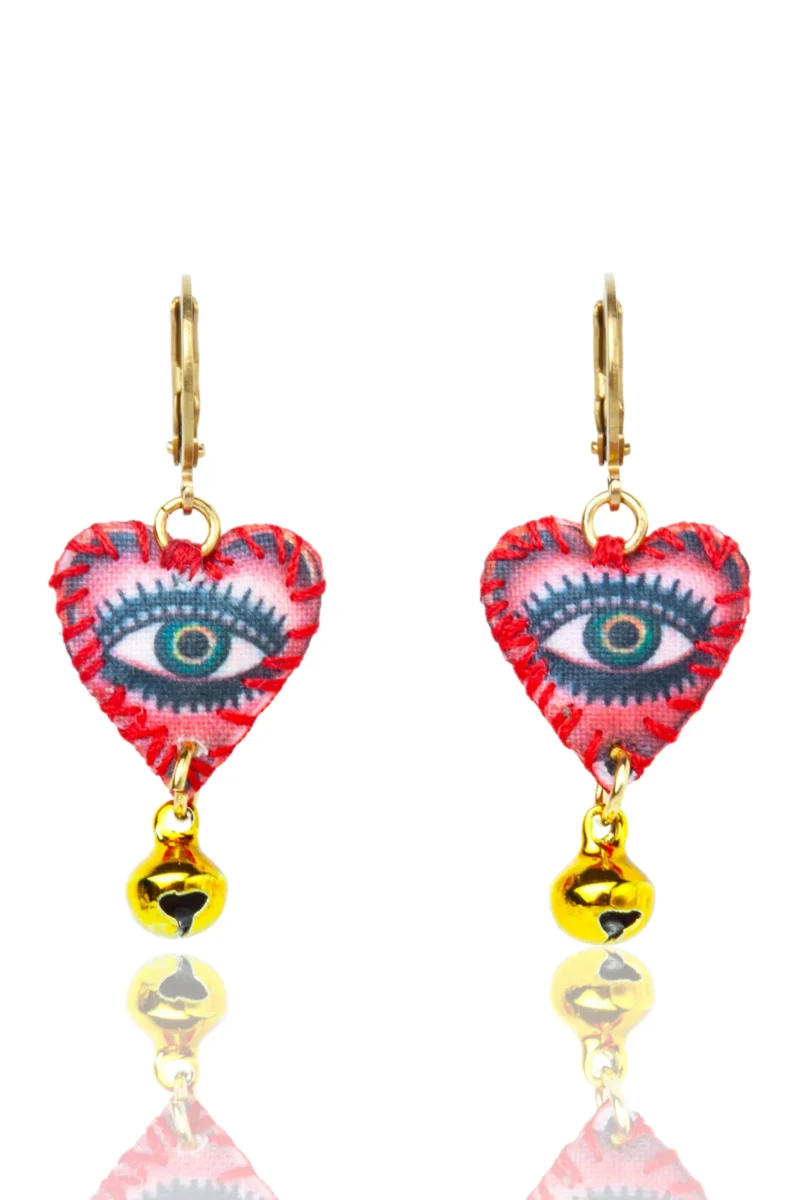 Handmade Jewellery | Gazing Heart Bell Dangle Earrings main