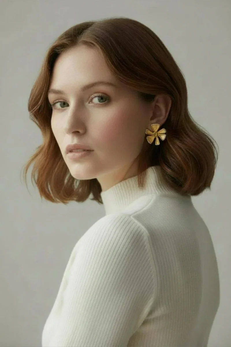 Handmade Jewellery | Minimal handmade flower silver earrings gallery 1