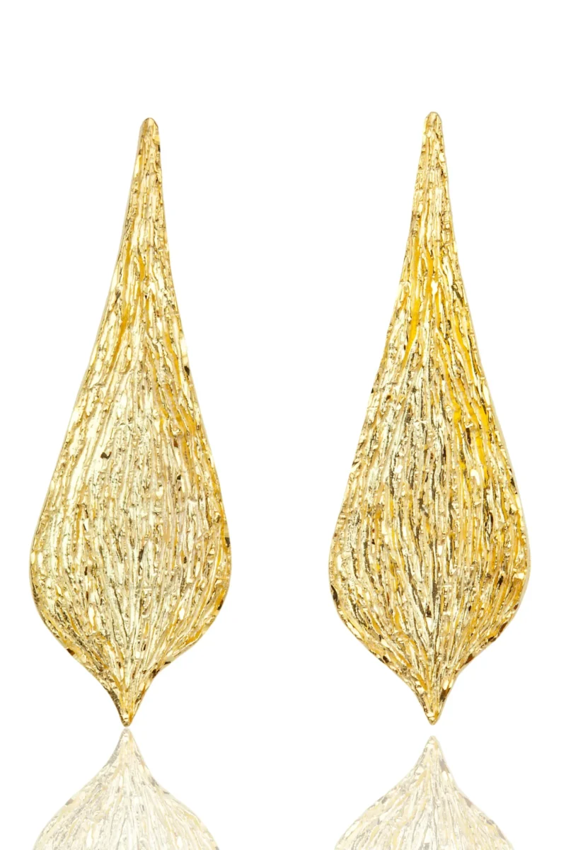 Handmade Jewellery | Statement textured gold plated silver earrings main