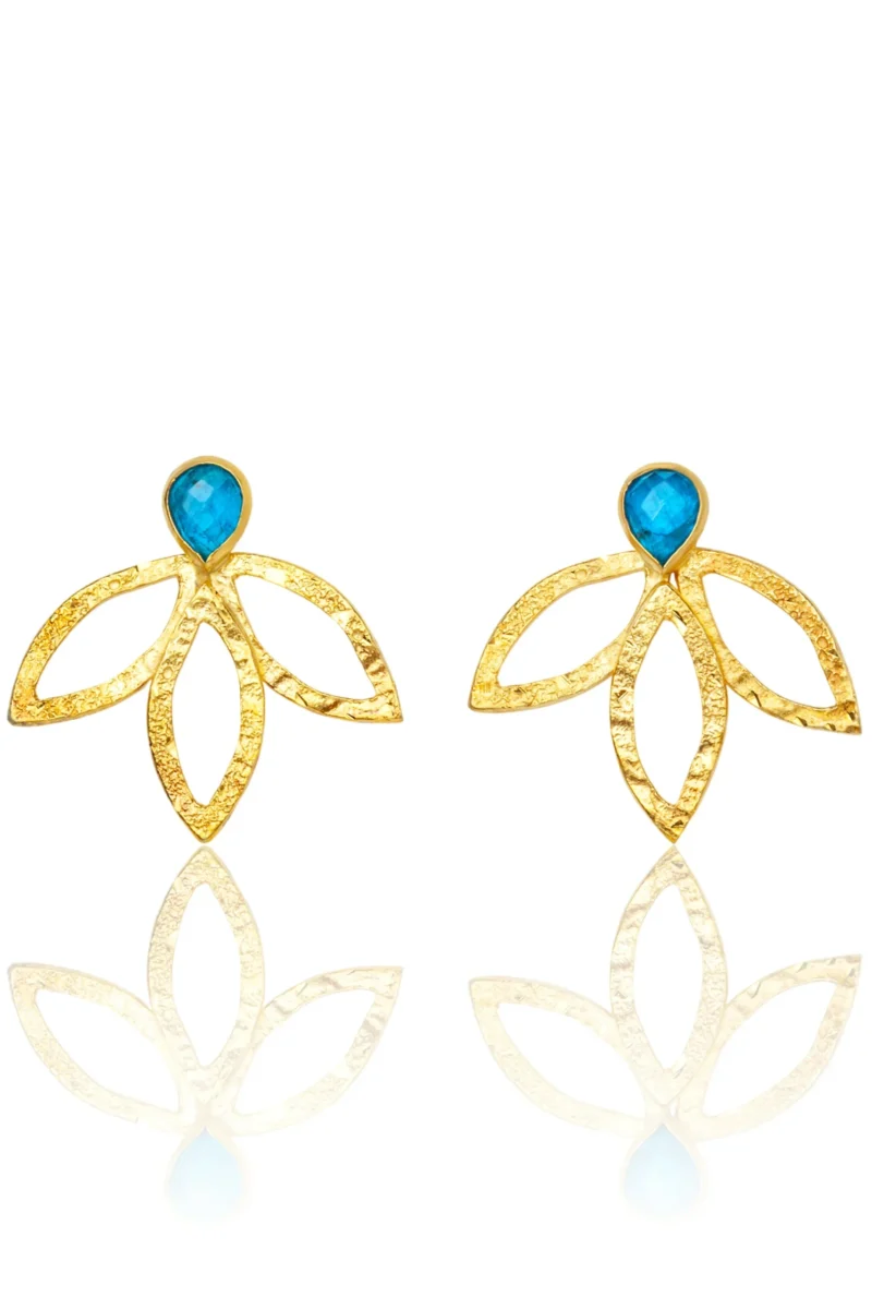 Handmade Jewellery | Leaves handmade silver earrings with apatite main