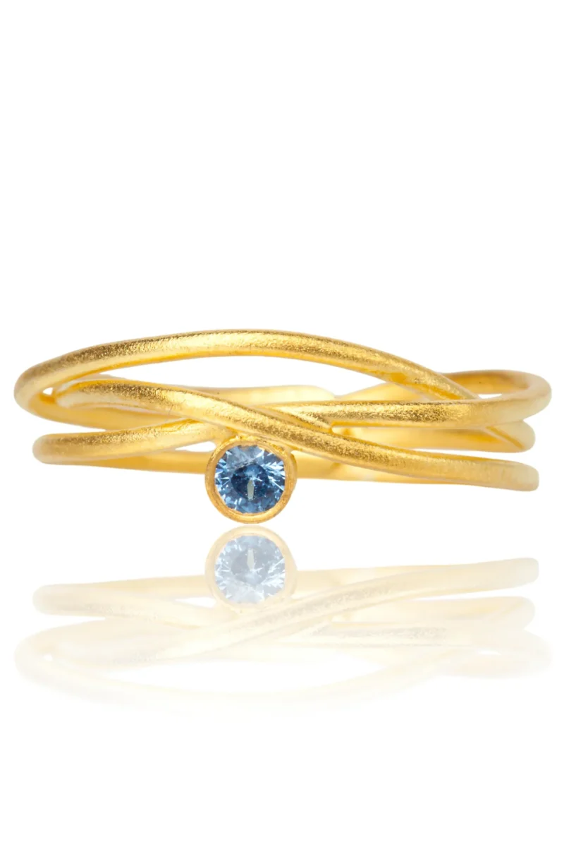 Handmade Jewellery | Waves handmade silver ring with blue zircon gallery 2