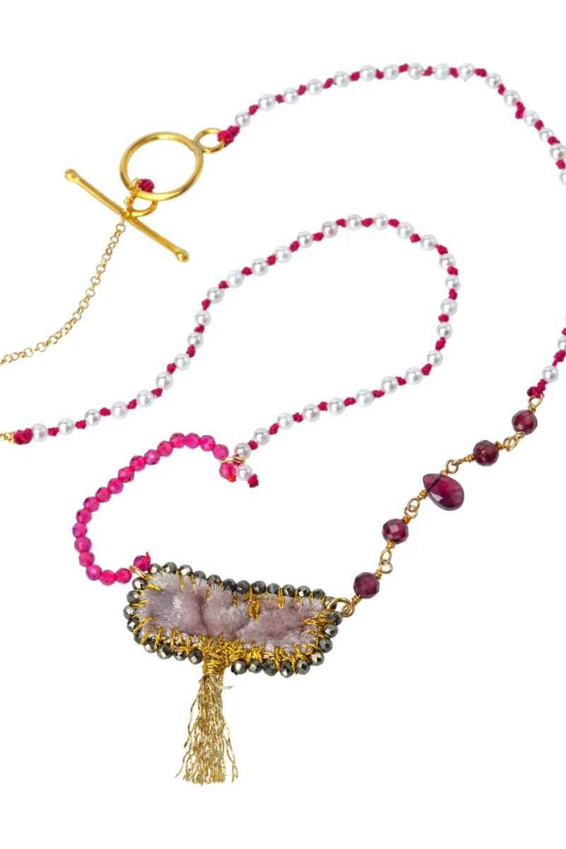 Handmade Jewellery | Unique handmade silver & velvet necklace gallery 1